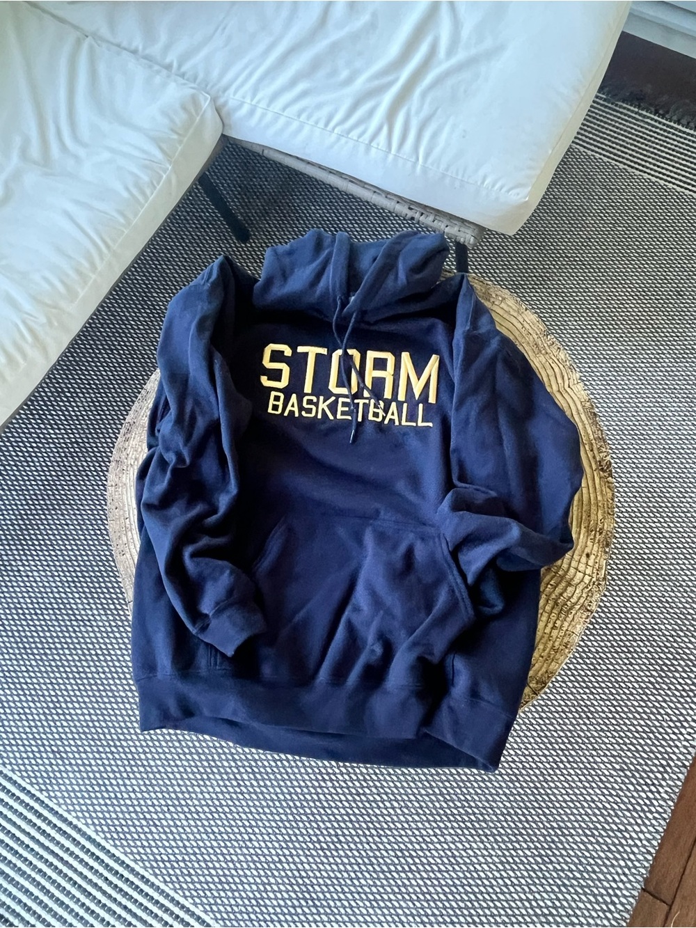 Gildan Navy Hoodie with Gold STORM Basketball Logo